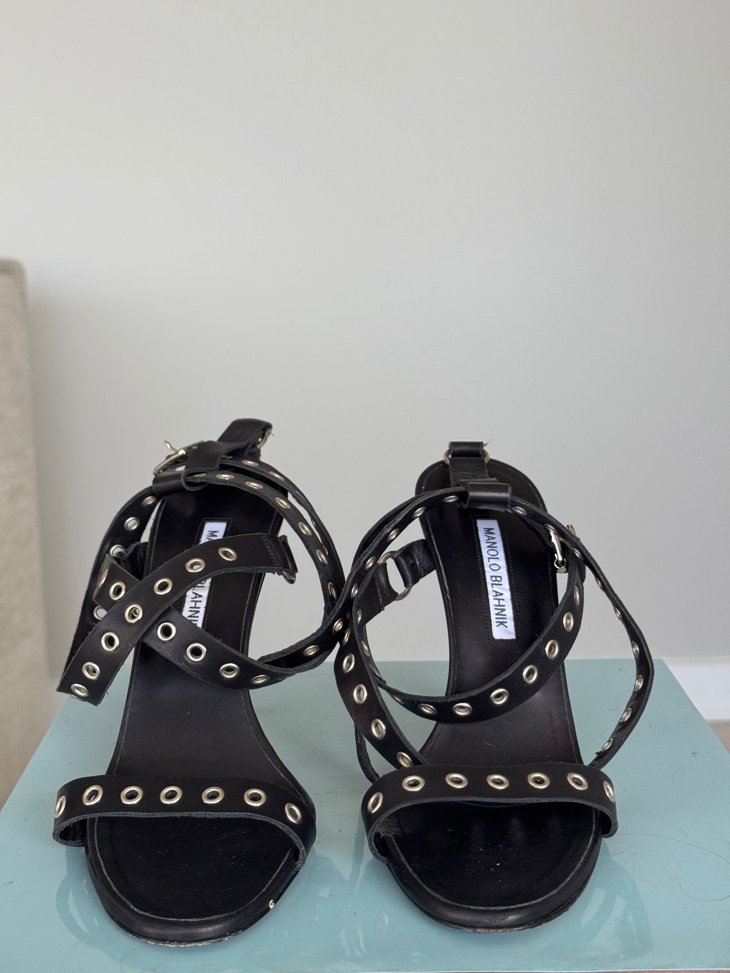 Manolo Blahnik Studded Wrap Heels