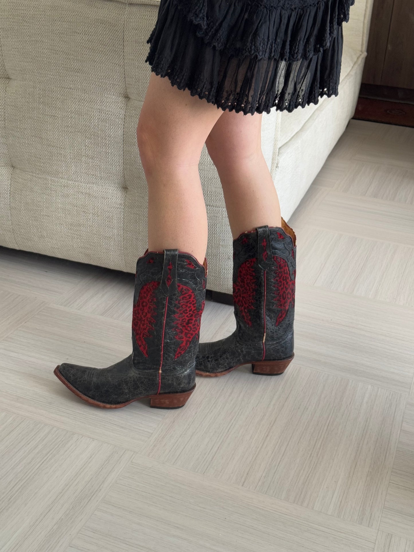 Black & Red Cowboy Boots