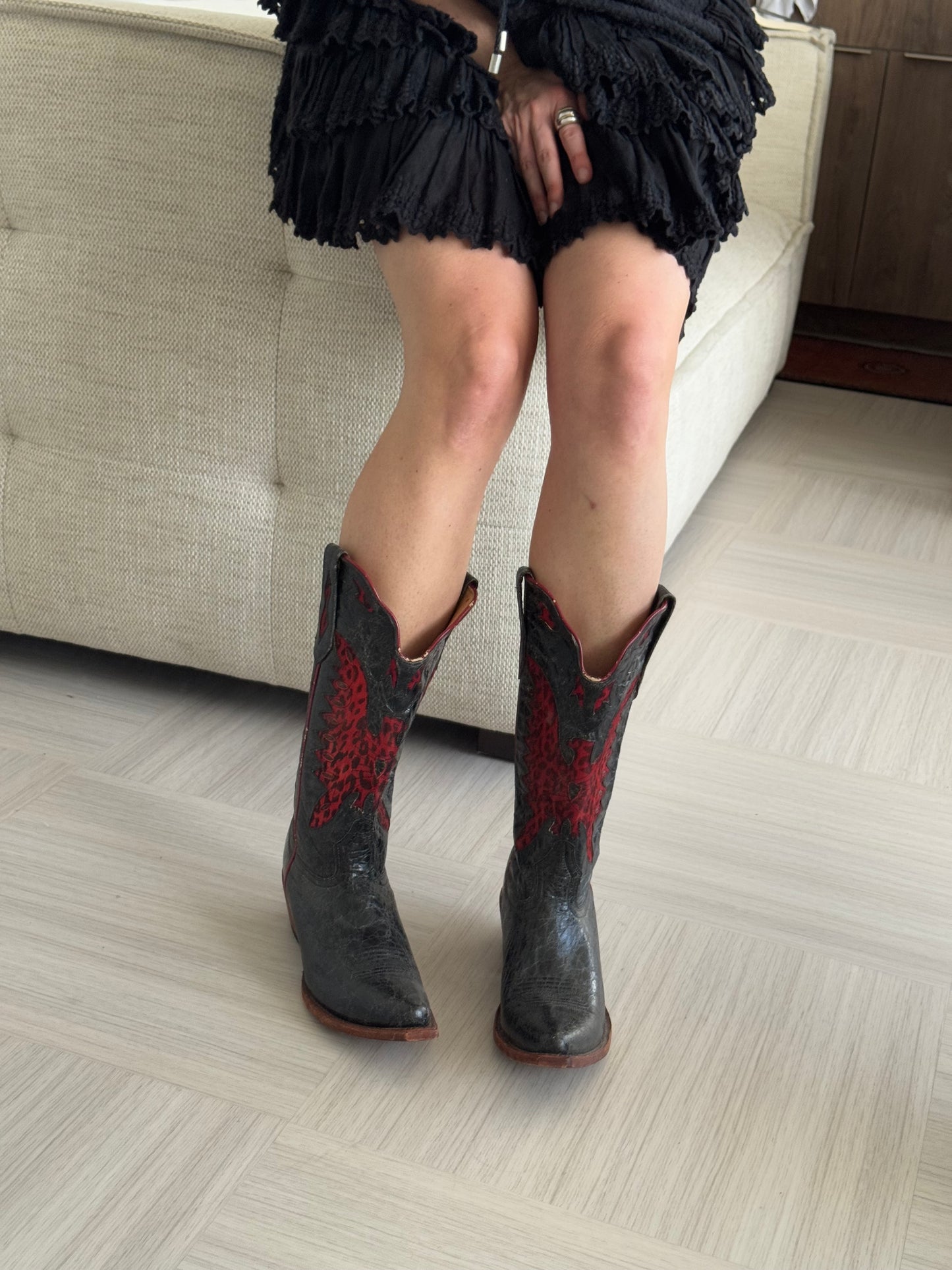 Black & Red Cowboy Boots