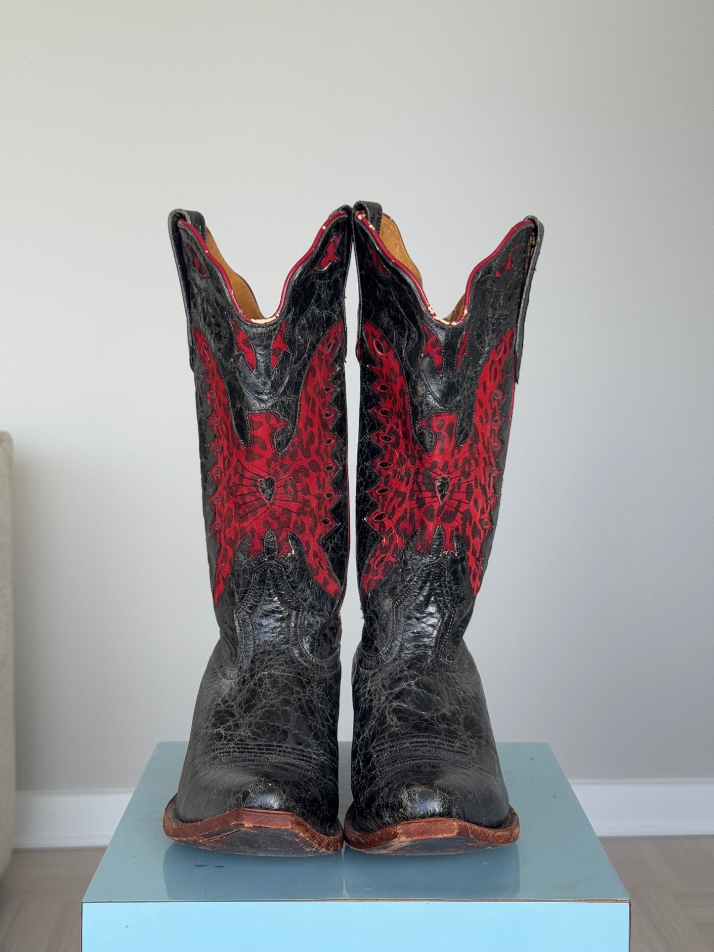 Black & Red Cowboy Boots