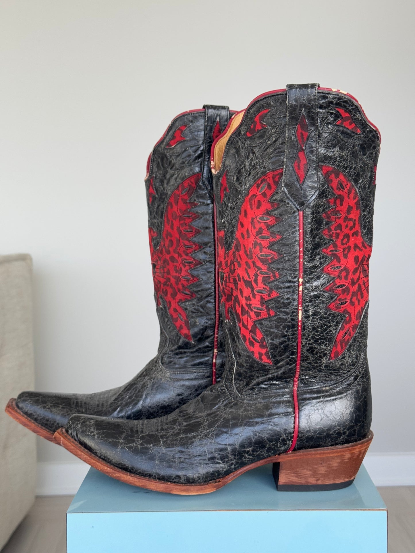 Black & Red Cowboy Boots