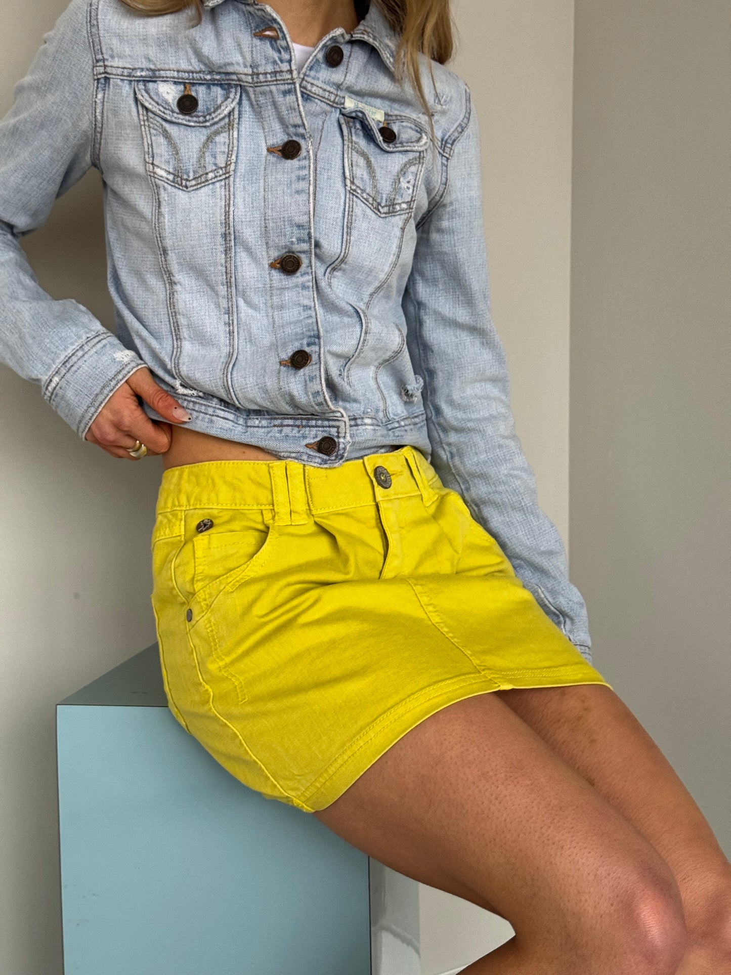 Italian Chartreuse Denim Skirt