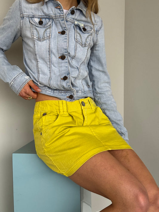 Italian Chartreuse Denim Skirt