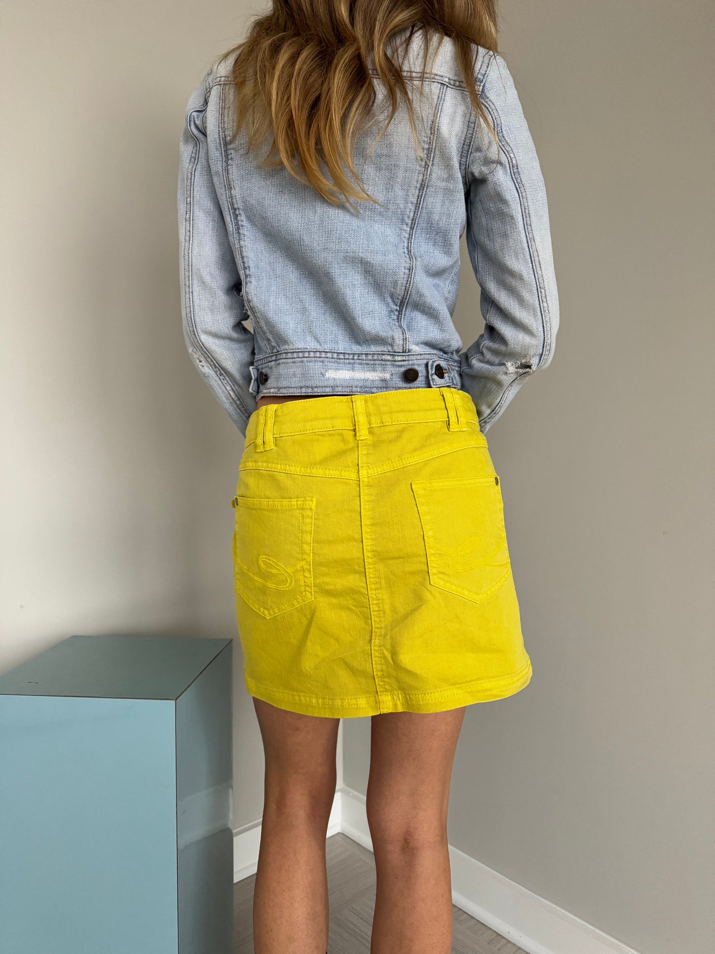 Italian Chartreuse Denim Skirt