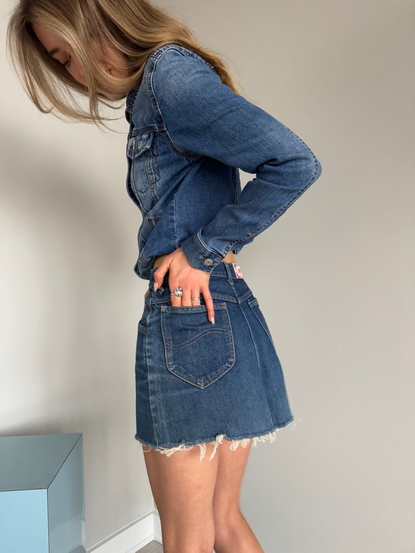 Italian Denim Cutoff Skirt