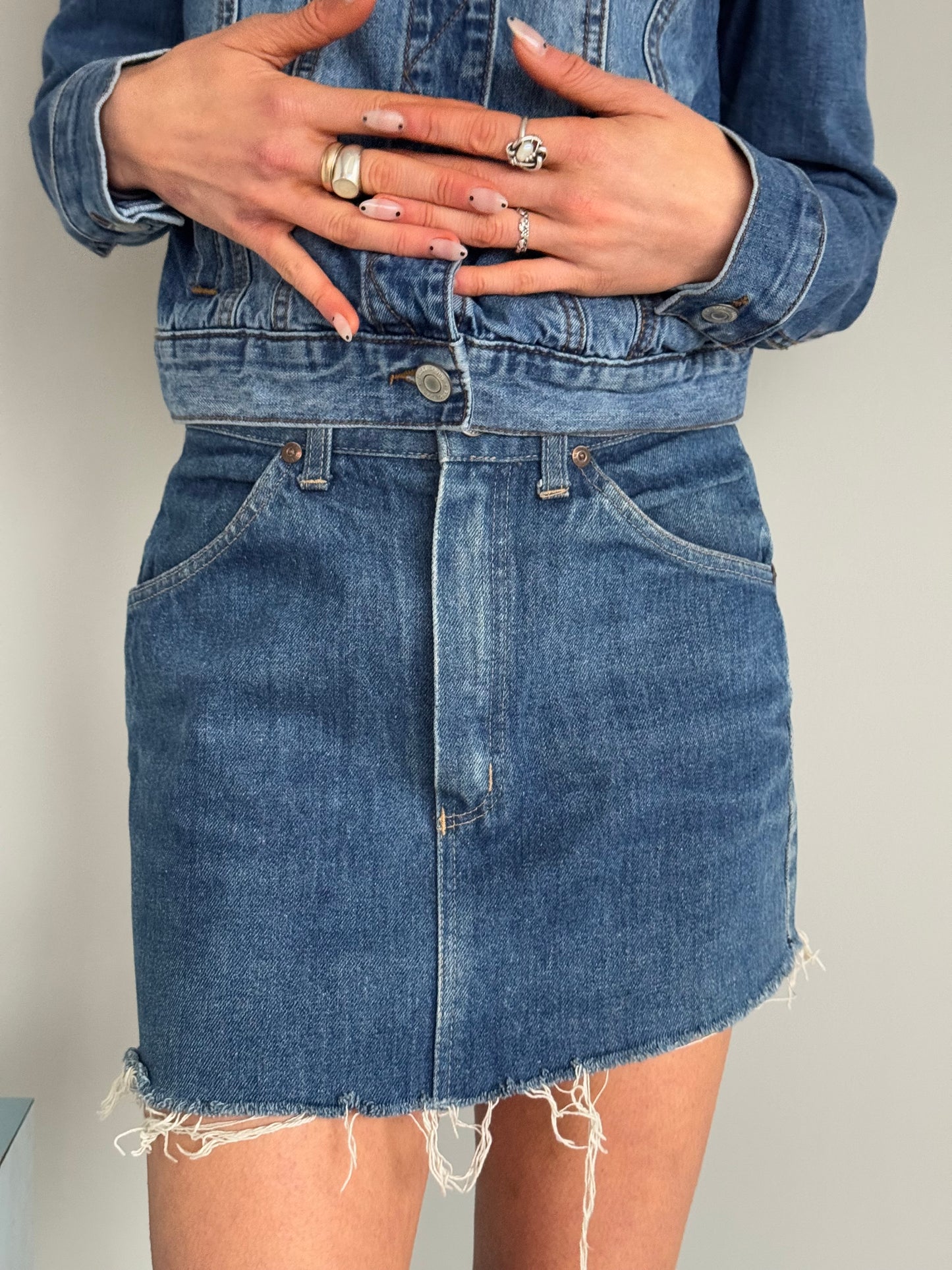 Italian Denim Cutoff Skirt